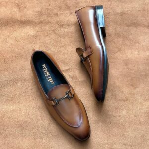 Men’s Two-Toned Tan Cow Leather Horsebit Loafer